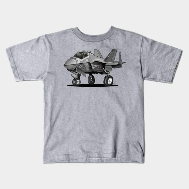 F-35C Lightning II Joint Strike Fighter Illustration Kids T-Shirt by hobrath